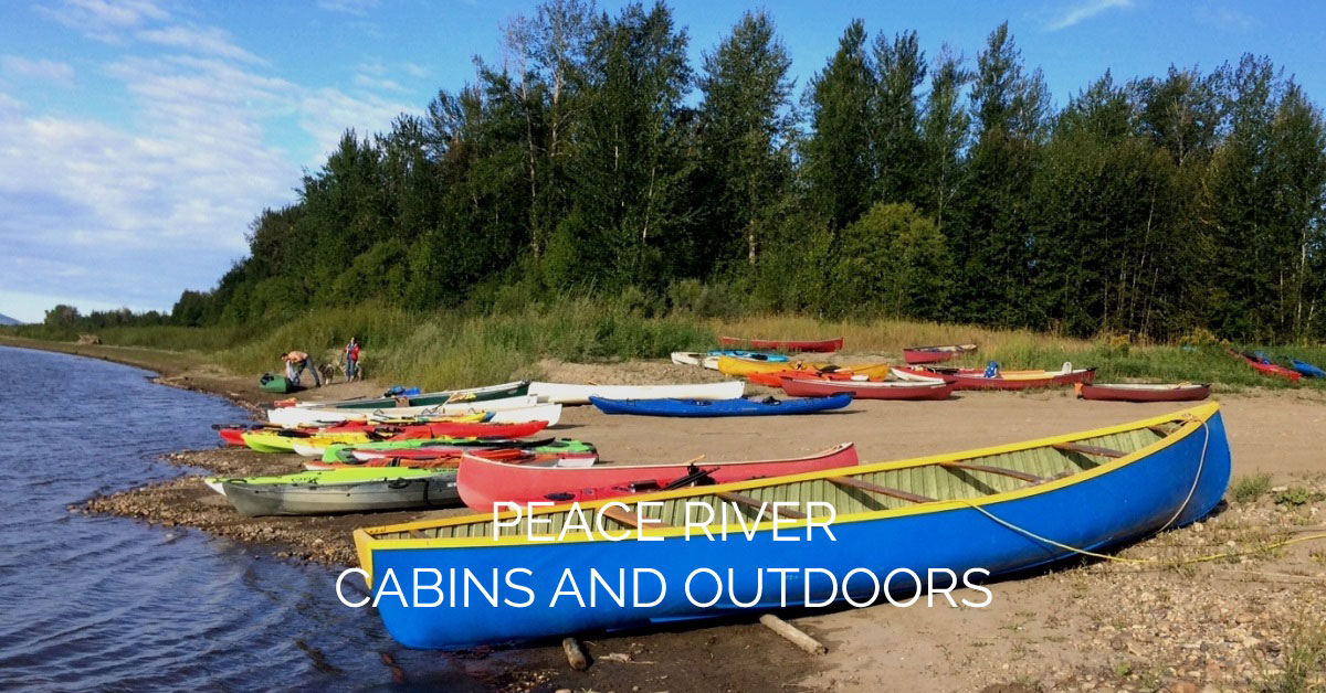 Canoes and Kayaks lined up on Peace River